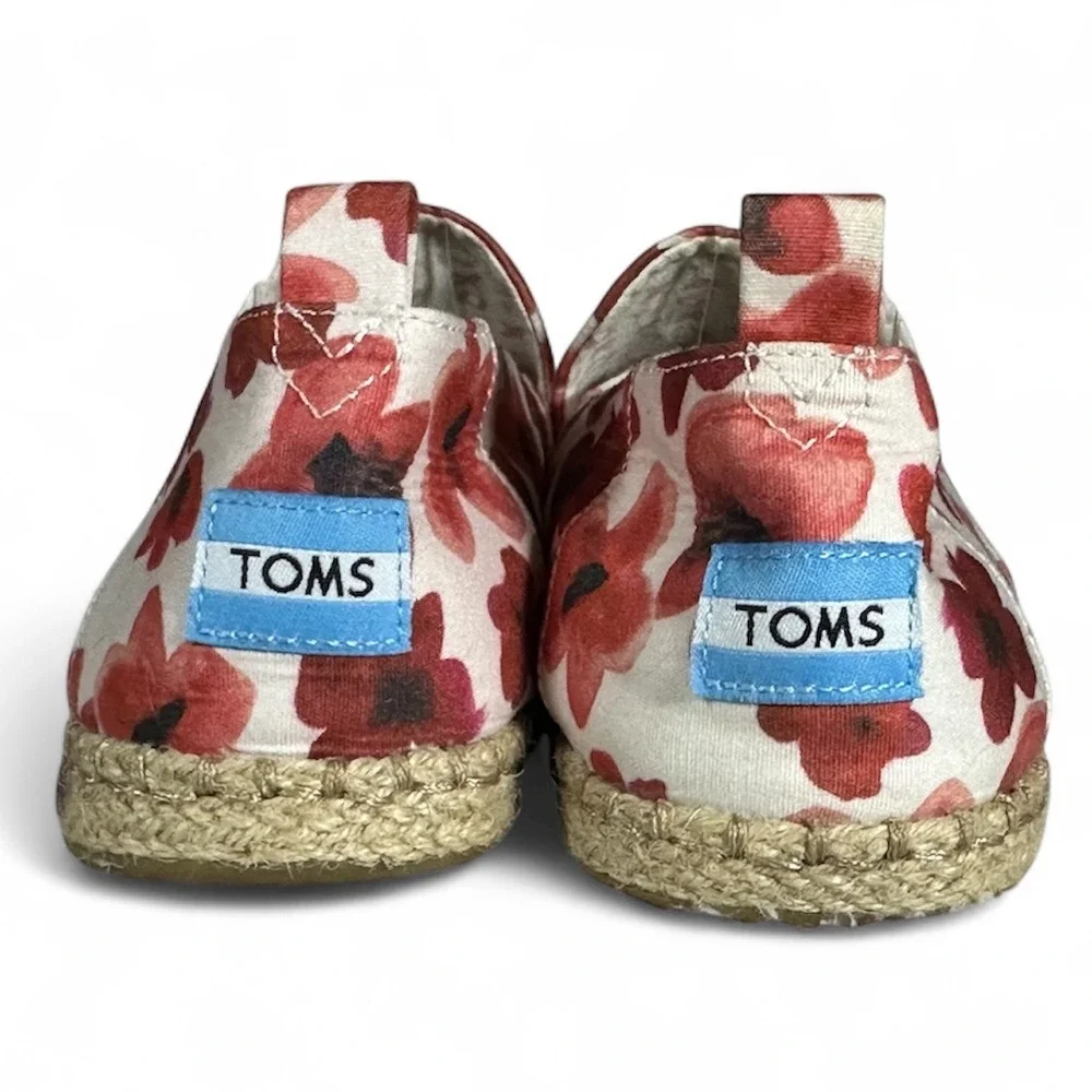 TOMS Deconstructed Alpagarta Slip‎ On Espadrille Sz 10 Floral Flats Shoes Poppy